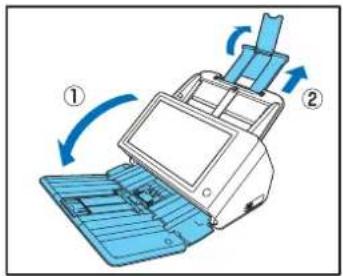 CANON imageFORMULA ScanFront 400 CAC/PIV - □Préparation du bac d'entraînement et du bac d'éjection des documents - 1