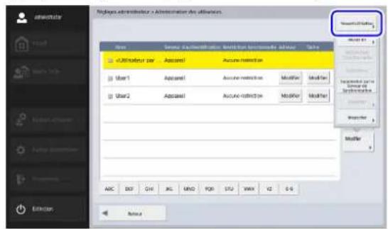 CANON imageFORMULA ScanFront 400 CAC/PIV - Appuyez sur [Modifier] - [Nouvel utilisateur]. - 1