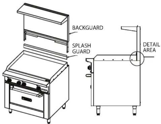 GARLAND GF48-2G36LL - Backguard With High Shelf Or Salamander Mounting Instructions - 1