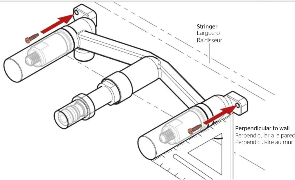 Stringer Larguero Raidisseur Perpendicular to wall Perpendicular à la pared Perpendiculaire au mur