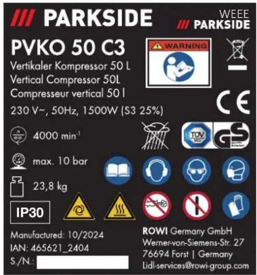 PARKSIDE PVKO 50 C3 - Sürített levegős gumiabroncs-felfújó - 1