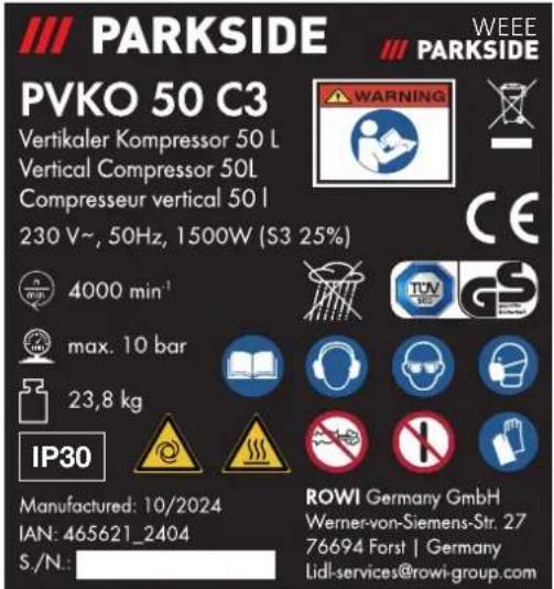 PARKSIDE PVKO 50 C3 - Perslucht-bandenspanningsmeter - 1