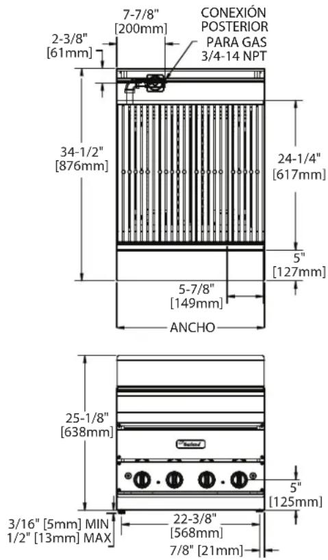 GARLAND G24-BRL - DIMENSIONES Y ESPECIFICACIONES - PARRILLAS - 1