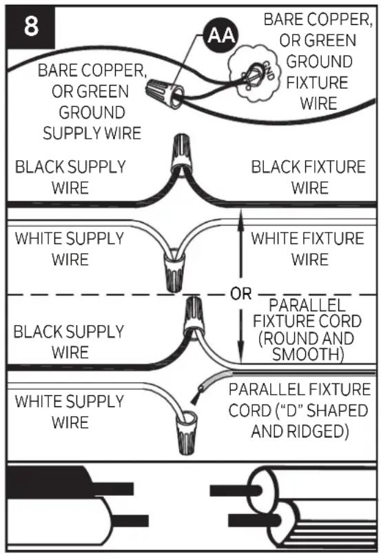 Kichler Sayulita 82401 - Pass canopy (A) over the screw collar loop (I). - 1