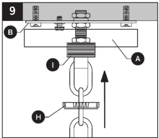 Kichler Sayulita 82401 - Pass canopy (A) over the screw collar loop (I). - 4