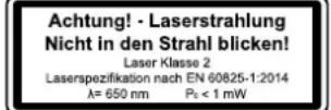 DEXTER MS SL 10S - Uwaga: Nie kierowac wzroku na wiązkę lasera klasa lasera 2 - 1