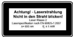 SCHEPPACH kgz 216s - Pozor: Laserové žiarenie Nepozerat' sa priamo do lúča Trieda laseru 2 - 1