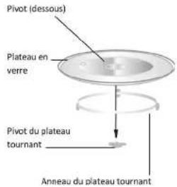 Pivot (dessous) Plateau en verre Pivot du plateau tournant Anneau du plateau tournant