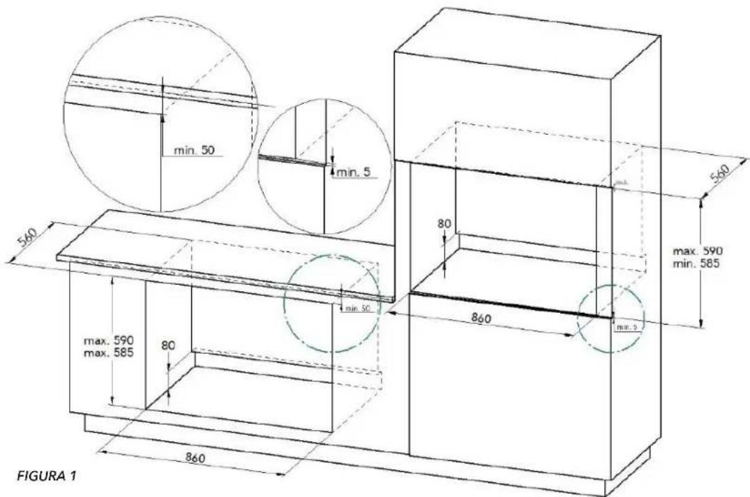 Glem Gas Ribelle GFR9W1BK - Posizionamento del forno - 1