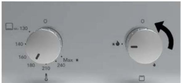 Glem Gas Dinamico GFD9GG1IX - Utilisation du four à gaz avec gril à gaz (porte du four fermée) - 3