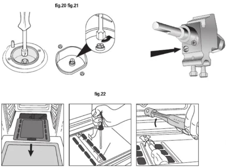 Glem Gas Specialista ST167GIFSMF AF - REGULATING THE MINIMUM FLOW RATE OF GAS TO THE OVEN AND GRILL BURNERS (fig. 23) - 1