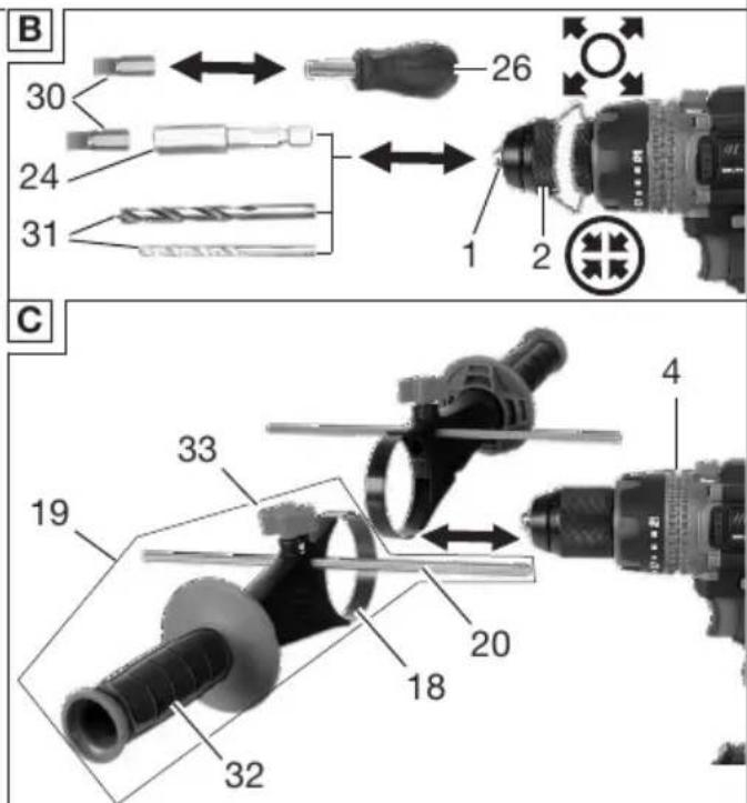PARKSIDE PSBSAP 20-Li D4 - Accu-klopboorschroefmachine-set - 2