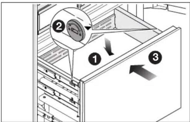 MIELE KFMC 3844 L - Placer le recipient dans le tiroir de congélation - 1