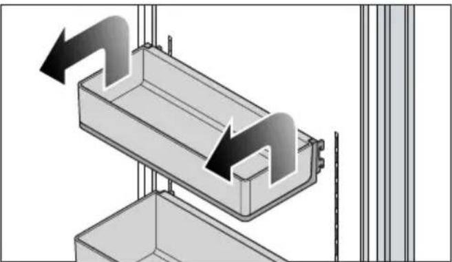 MIELE KFMC 3844 L - Retirer ou déplacer le balconnet de contreporte - 1