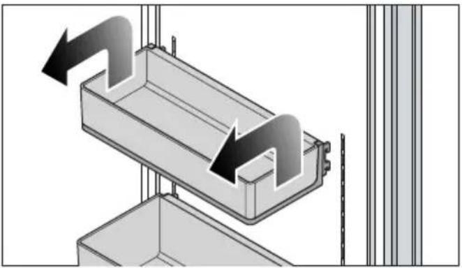 MIELE KFMC 3844 R - Retirer ou déplacer le balconnet de contreporte - 1