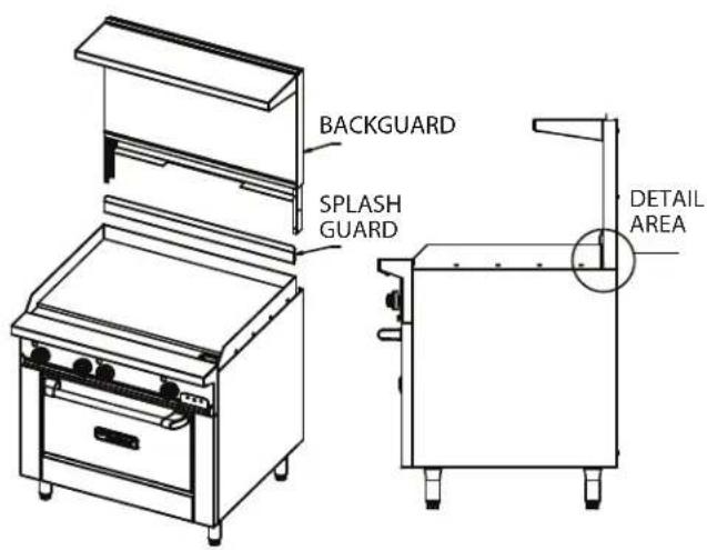 GARLAND GF36-6R - Backguard With High Shelf Or Salamander Mounting Instructions - 1