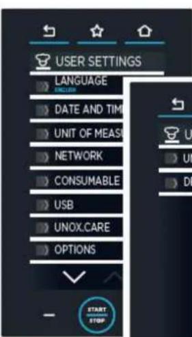 Unox CHEFTOP MIND.Maps PLUS XEVC-1011-GPLM-MS - Réglages du menu - 5