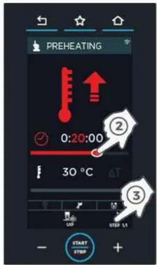 Unox BAKERTOP MIND.Maps BIG PLUS XEBL-16EU-DPLS - ▶ Activer un préchauffage SMART. Preheating (mode conseillé) - 2