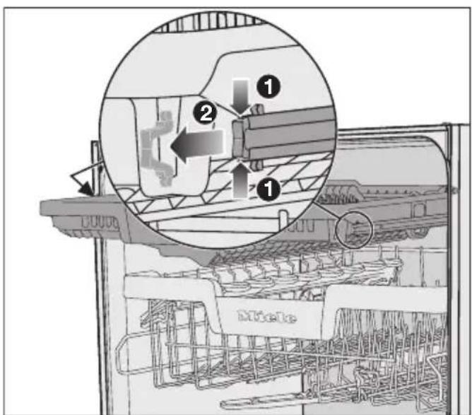 MIELE G 5611 SC Active - Retirer le tiroir à couverts (si disponible). - 1