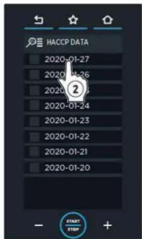 Unox CHEFTOP MIND.Maps PLUS XAVC-0711-GPLM - ① Sélectionnez « HACCP DATA » (Données HACCP). - 2