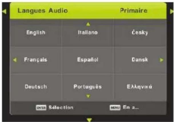 Langues Audio Primaire English Italiano Česky Français Español Dansk Deutsch Português Ελληνικά ENTRE Sélection MENU En a...