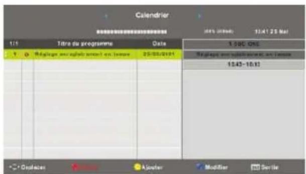 Calendrier 1/1 Titre de programme Date 1.500 ONE 2 Répicate sur liquidation en lecture 25/01/2013 Téplique sur liquidation en lecture 10.43-10.13 • Osplices • Ajuster • Modifié • Bortier