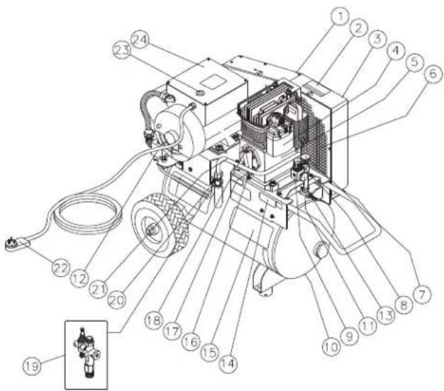 Mi-T-M AM1-PE15-08M - EXPLODED VIEW &amp; EXPLANATION OF AIR COMPRESSOR FEATURES - 11