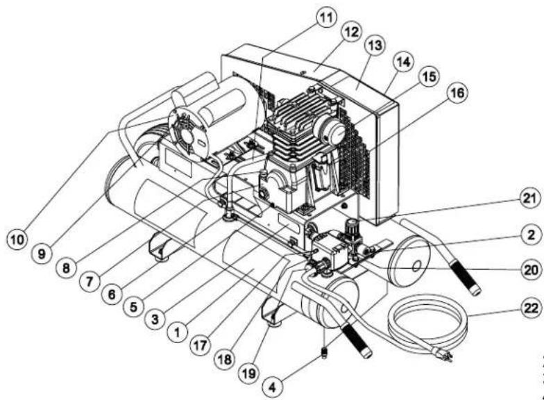 Mi-T-M AM1-PE15-08M - DU COMPRESSEUR D'AIR ELECTRIQUE (ETAGE UNIQUE) - 1