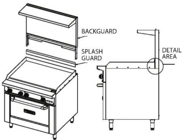 GARLAND GF36-4G12T - Backguard With High Shelf Or Salamander Mounting Instructions - 1