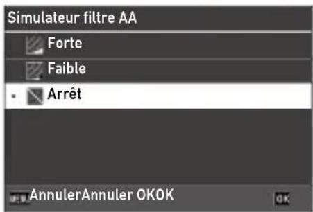 Simulateur filtre AA Forte Faible Arrêt AnnulerAnnuler OKOK
