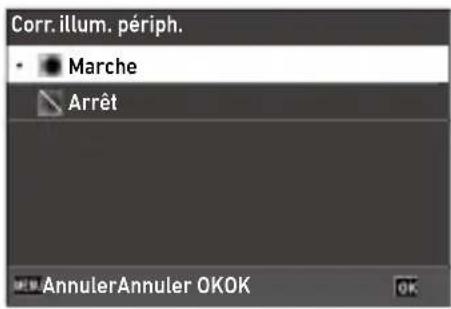 Corr. illum. périph. • Marche Arrêt AnnulerAnnuler OKOK