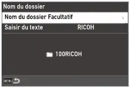 Nom du dossier Nom du dossier Facultatif Saisir du texte RICOH 100RICOH
