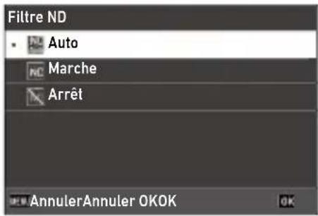 Filtre ND • Auto NC Marche Arrêt AnnulerAnnuler OKOK