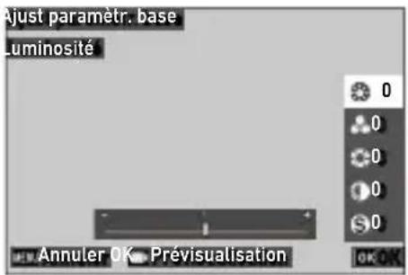 Ajust paramètr. base Luminosité 0 0 0 0 0 0 Annuler OK Prévisualisation OK OK