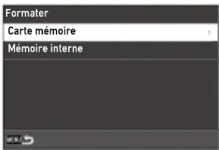 Formater Carte mémoire Mémoire interne
