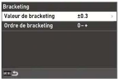 Bracketing Valeur de bracketing ±0.3 Ordre de bracketing 0-+