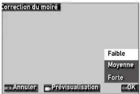 Correction du moiré Faible Moyenne Forte Annuler Prévisualisation OK