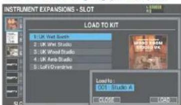 ROLAND V-Drums V51 - 將游標移至您想要載入的Instrument Expansion，再按下[F4](LOAD TO KIT)鍵。 - 2