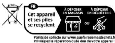 LITTLE BALANCE 8654 - Avertissement et précautions relativement aux piles (modèles à chargement USB non concernés) - 1