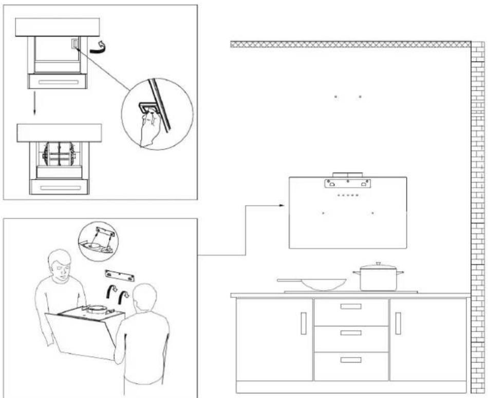SABA HD600 INC60B/23A - Install the Hood (Extraction) : - 8