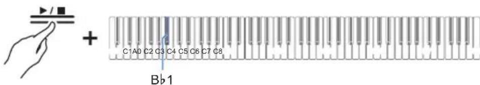 CASIO Celviano AP-S190 - Si vous ne souhaitez pas que la piste de la partie main gauche soit luepend l'enregistrement, maintenez enforcé le bouton « /■ » et appuyez sur la touche Bb1 (selection de la partie de la lecture de la chanson). - 1