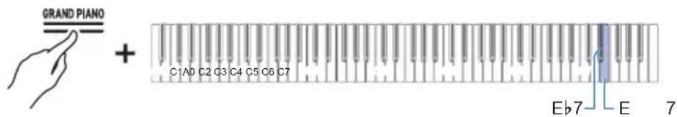 CASIO Celviano AP-S190 - Tout en maintainant enforcé le bouton « GRAND PIANO», appuyez sur la touche Eb7 ou E7. - 1