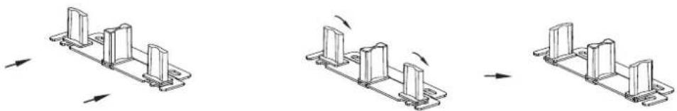 Vevor YMXT-XC40-4B - Install Bottom Guide: Slide both doors to side jamb. Place guide between doors and position to plumb, fasten to floor with screws. - 3