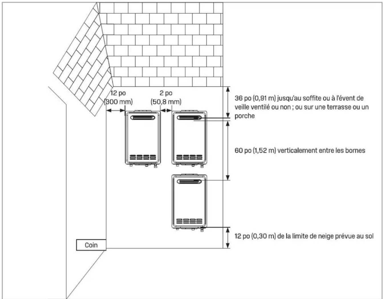 WESTINGHOUSE HS120A1G-LP - Dégagements de terminaison pour les chauffe-eau externes (extérieurs) - 1