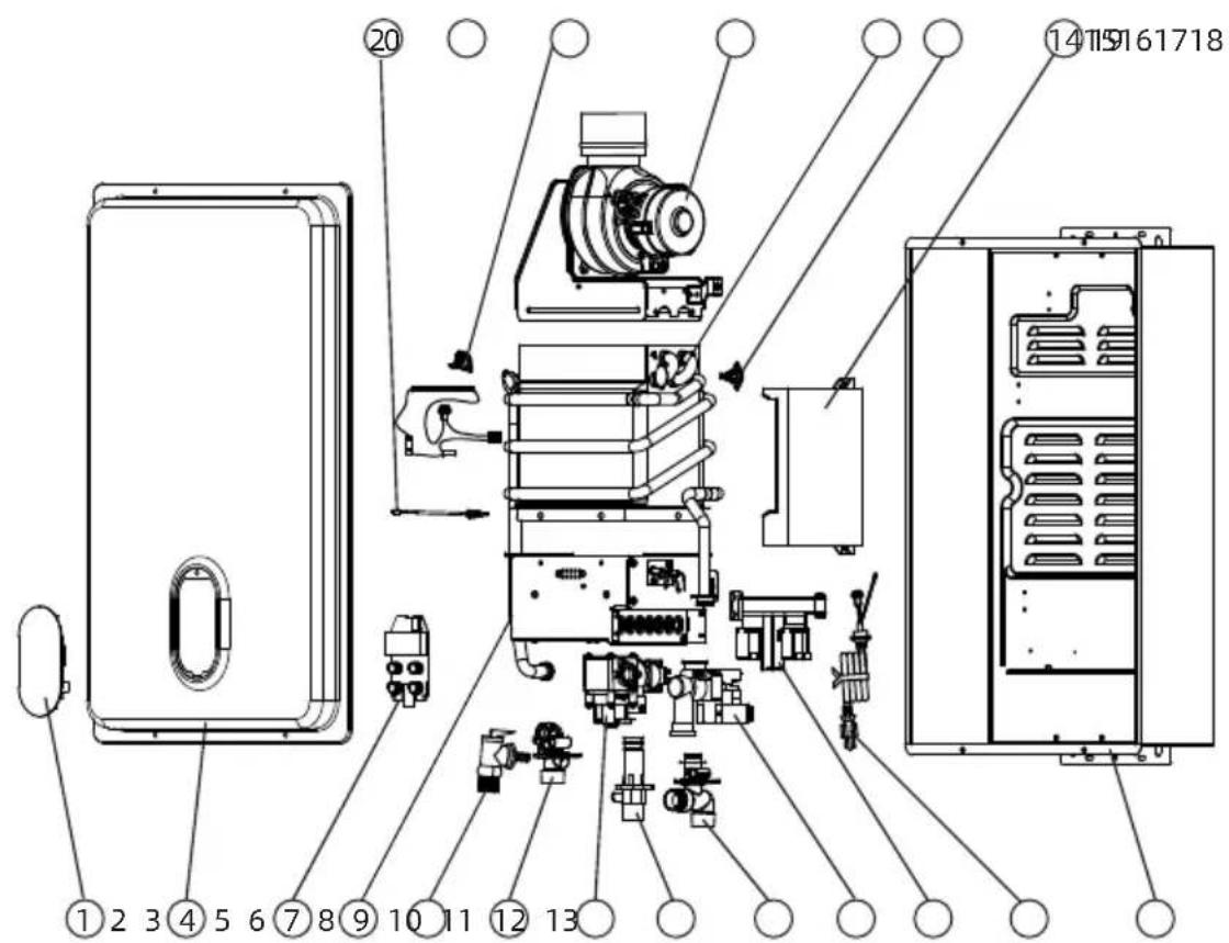 WESTINGHOUSE HW120A1G-LP - Diagramme des composants - 1