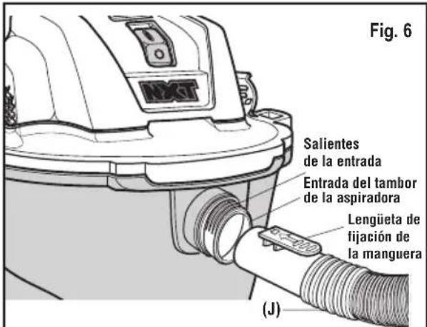 RIDGID HD1200 - INSTALACIÓN Y RETIRADA DE LA MANGUERA DE ASPIRACIÓN (FIG. 6) - 1