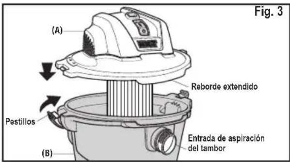 RIDGID HD1200 - ENSAMBLAJE DE LA ASPIRADORA PARA MOJADO/SECO (Fig. 3) - 1