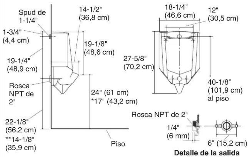 KOHLER Stanwell K-4972 - Diagrama de instalación (spud superior) - 1