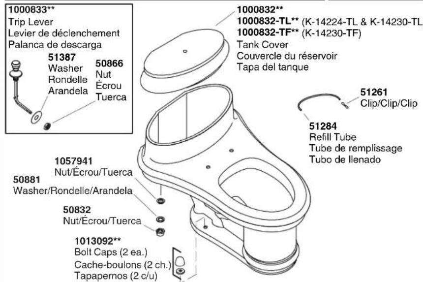 KOHLER Ankara K-14278-TF - Service Parts/Pièces de rechange/Piezas de repuesto - 6