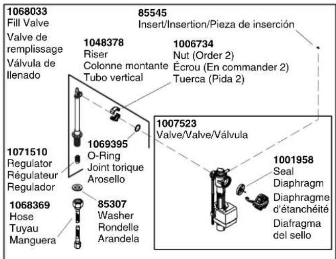 KOHLER Ankara K-14278-TF - Service Parts/Pièces de rechange/Piezas de repuesto - 1